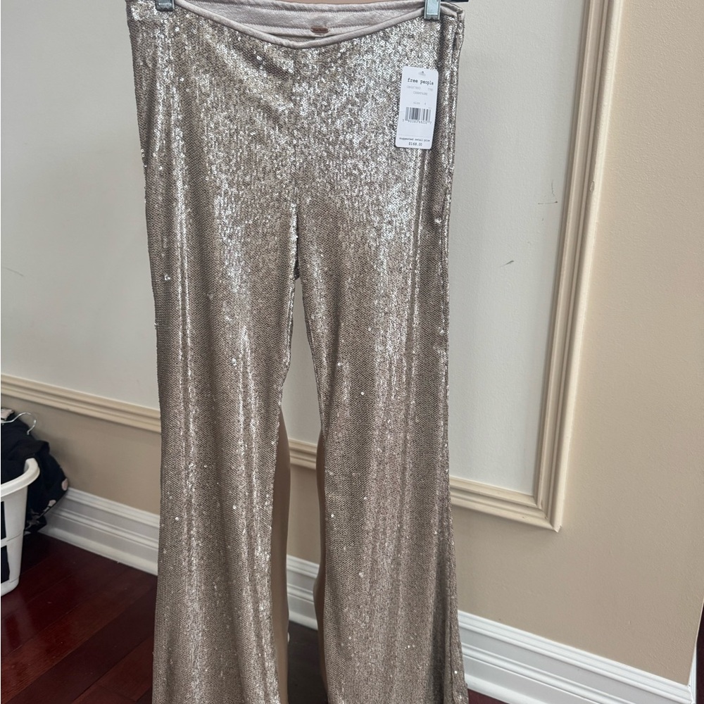 Free People Champagne Sequin Pants